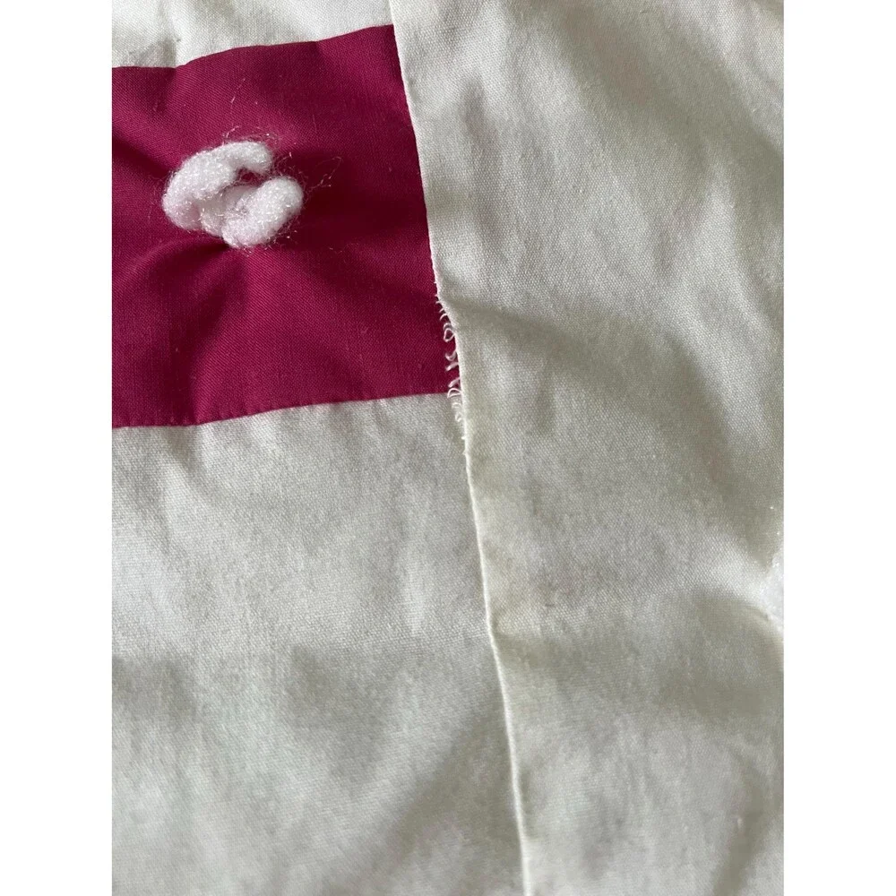 Hand Tied Nine Patch Quilt: Leaf & Grapevine Pattern, Fleece Back